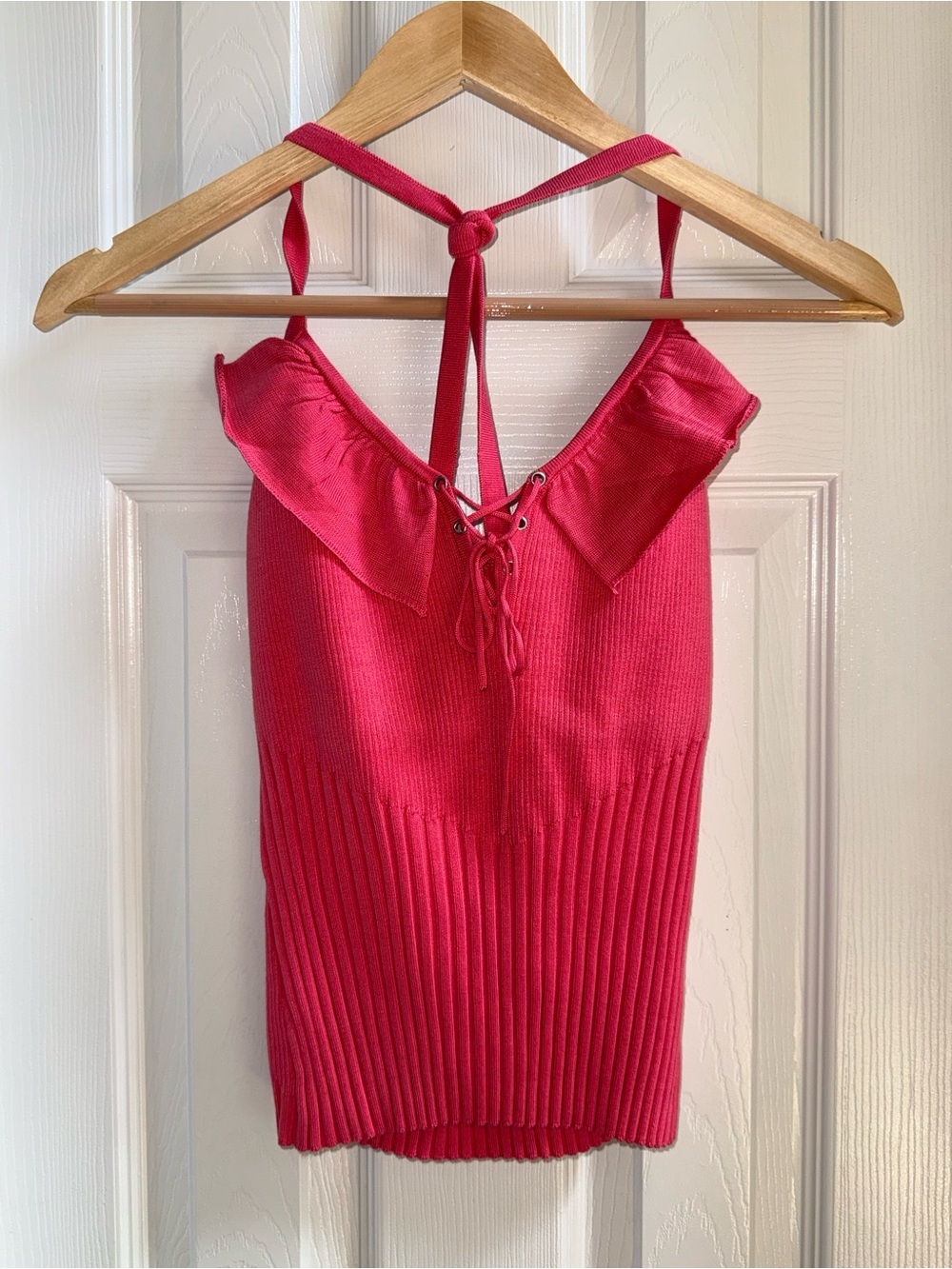 Alvin Valley Ribbed Race back Knit Top Sz 38 Coral Summer Luxe Euro Everyday